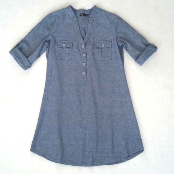 Ruby Rox Dresses & Skirts - Ruby Rose Women's Soft Denim Blue Shirt 3/4 - Full Sleeve Dress Size 9